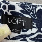 Loft Ann Taylor  Floral Linen Palazzo Wide Leg Pants Blue White 0 Photo 7