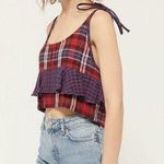 Urban Outfitters  Jo Plaid Tie-Shoulder Cropped Top Photo 0