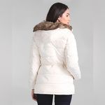 Gap Faux Fur Trim Hooded Quilted Puffer Jacket in Carls Stone Medium Photo 1