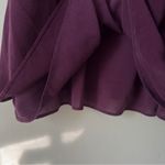 Alice + Olivia Silk Blend Mini Dress Purple Black Faux Leather Roll Tab Sleeves Photo 5