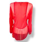 American Rag BEAUTIFUL Cie Embellished Sheer Chiffon Blouse Bright Coral, Size M Photo 2