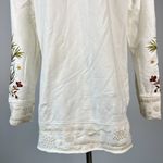 Johnny Was NWOT  Embroidered Floral French Terry Raw Hoodie Sweatshirt Sz S Cream Photo 8