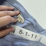 Pilcro  Shirt Womens XS Blue Ruffle Flutter Sleeve Cotton Knit Striped Ribbed Hem Photo 1