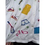 Vintage embroidered tennis cardigan sweater Michael Simon button down US open White Size M Photo 5