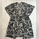 Pink Lily  blue leaf print tie front kimono top nwot Photo 0