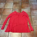 Free People , oversized, waffle Henley, high, low, raw edges top Photo 5