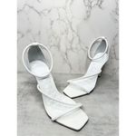 Schutz  Sandals Womens Size 8B White Leather Open Square Toe Stiletto Heel Photo 6
