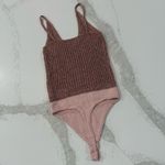 Intimately Free People Gold Coast Metallic Knit Bodysuit Womens XS Rose Gold Pink Photo 9