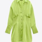 ZARA Satin Effect Shirt Dress Photo 2