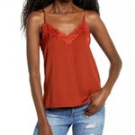 Nordstrom  BP Satin Lace Camisole Small in Rust / Red Persimmon NEW $39 Photo 1