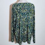 Teal Blue Print Long Sleeve Tee NWT Size XL Chico's Colorful T-Shirt Photo 4