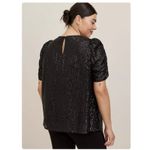 Torrid  Black‎ All Over Sequin Ruched Short Sleeve Top Size 1X Photo 3