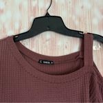 SheIn  Dusty Rose Pink Waffle Knit Asymmetrical Neck Side Slit Top Photo 7