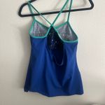 Source Unknown Tank Top Athletic Built-In Bra Criss Cross Back Blue Green Size M‎ Photo 5