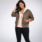 Torrid Bomber jacket jersey hooded zip up brown 1X Photo 2
