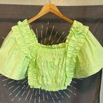 ZARA Green  Puff Sleeve Top Photo 0