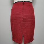 EXPRESS red and black faux leather trim houndstooth pencil skirt size 2 Photo 4