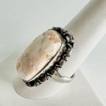 CORAL Pink Scolecite Genuine Stone 925 Sterling Silver Ring Photo 1