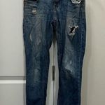 Eunina Blue Ava Low Rise Zipper Skinny Ankle Distressed Jeans Size 26 Photo 0