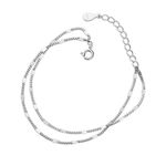 925 Silver Plated Simple Adjustable Double Layer Bracelet for Women Photo 1