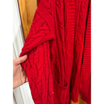 Ralph Lauren Lauren Red Cable Knit Open Front Cardigan Sweater 3X Pockets Photo 2