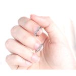 Boutique NEW White Gold-Plated S925 Simulated Diamond Heart Hoop Earrings, 14mm Photo 2