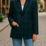 Brooks Brothers Tartan Plaid Green Black Watch Single Breasted Wool Blazer SZ 14 Photo 0