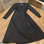 Emerson Fry Ballet wrap midi knee length long sleeve fall Dress Black Ponte M Size M Photo 5