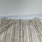 Bar III  Tan and Cream Linen Striped Midi Skirt Tie Front 16W NWT Photo 3