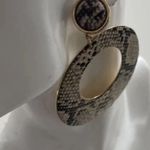 vintage Snake Skin Dangle Drop Earrings Animal Print Quality Sz 3” Brown Photo 11