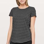 Lululemon Love Crew III Short Serve Stripe Heathered Black White Photo 0