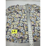 Pleione Womans Pullover Puffy Sleeve Blouse Large Pastel Floral Short Sleeve Photo 5