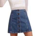 Aritzia Wilfred Free Button Up Denim Mini Skirt Size 2 Blue Photo 0