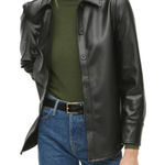 Michael Stars NWT Babe Black Vegan Faux Leather Shacket Size Large Photo 0