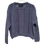 Kendall + Kylie DENIM Purple BLUE CREW NECK Chic Knit CROP Sweater M Photo 1