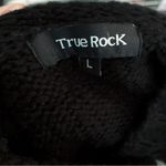 True Rock  Black Hooded Button Front Cableknit Sweater L Photo 3