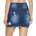 Wax Jean Distressed Denim Mini Skirt Photo 8