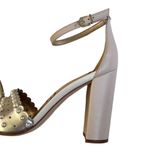 Sam Edelman EUC Leather Yaris Heeled Sandals Gold with Pearls Size 8.5 Photo 3