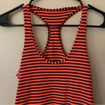 Lululemon Neon Orange and Black Striped Racerback Tank Size 4 Photo 2