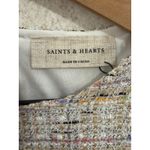 Saints & Hearts Tweed Fringe Trim Short Sleeve Top Multicolored Woven Medium Tan Photo 2