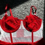 Auden Red and White Lace Bra Size M Photo 2