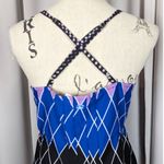 Billabong Spaghetti Strap Geometric Print Dress Black Blue Purple Large Photo 13