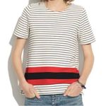 Madewell Mainsail Short Sleeve Striped Shirt Black White Red Women's Size Small Photo 0