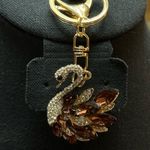 1pc Rhinestone Swan Keychain Elegant Animal Alloy Key Chain Ring Bag Backpack Brown Photo 4