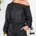 Le lis  Collection Romper Black Stars Large Pockets Off Shoulder New Photo 0