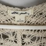 Ultra Pink  Ivory Crochet Knit Button Cardigan Large Boho Beach Summer Cottage Photo 1