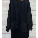 ZARA Knit Cardigan Sweater Womens LARGE Chunky Open Front Pockets Long Cozy Photo 0
