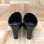 Brighton “Ravish” Napa Snake Embossed Leather Black Mules Heels Size 6.5 Photo 5