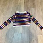 NWT knit striped crocheted‎ Colorful fall cropped sweater cardigan size medium Photo 5