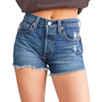 Levi's Levi’s 501 High Rise Button Fly Jean Shorts Distressed Frayed Denim Women’s 29 Photo 0